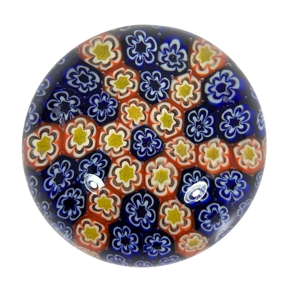 VTG Hand-crafted By Silvestri Millefiori Art Glass Paperweight FLAW 3" Diameter